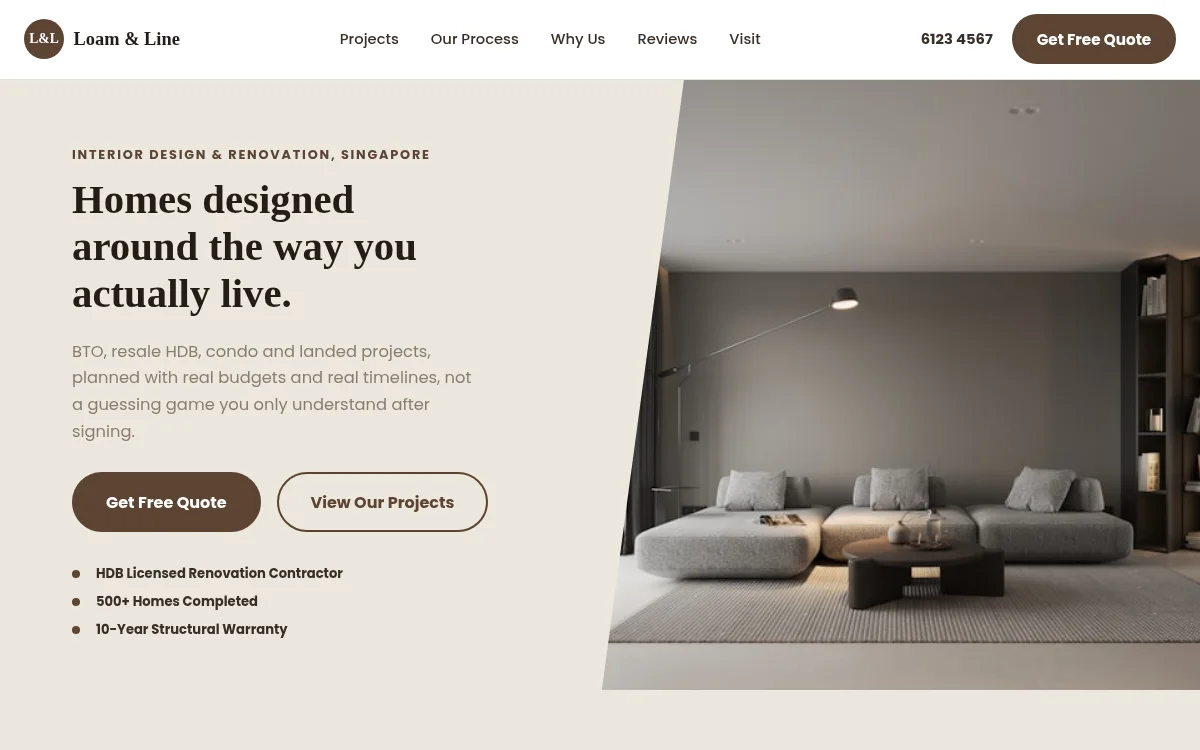 Loam and Line Interiors demo homepage